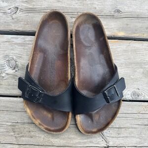 Birkenstock US 8 Madrid One‎ Strap Black Slip On Slides Sandals Women's 36